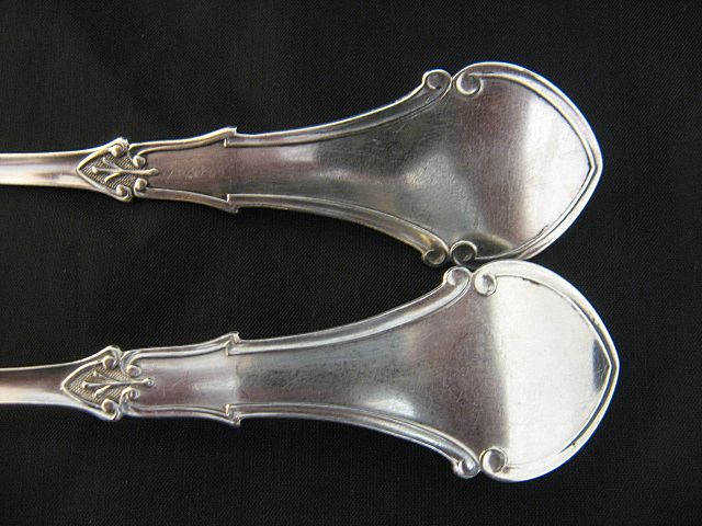Ca 1870s Aesthetic Period Silver Fork & Spoon Salad Serving Set Ca 1870s Aesthetic Period Silver Fork & Spoon Salad Serving Set