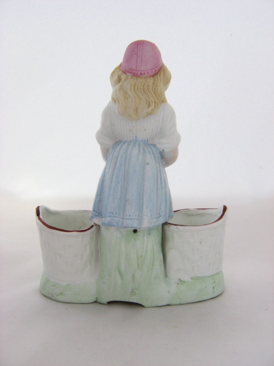 German Bisque Spill Vases Figurine girl w/ Fish Early 1900s German Bisque Spill Vases Figurine girl w/ Fish Early 1900s