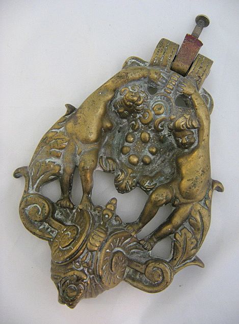 Antique Victorian Large Bronze Doorknocker w/ Cherubs Antique Victorian Large Bronze Doorknocker w/ Cherubs
