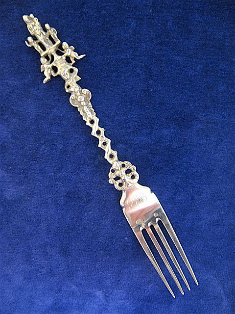 Antique Dutch Solid 833 Silver Figural Fork Mary & Child Cherubs Antique Dutch Solid 833 Silver Figural Fork Mary & Child Cherubs