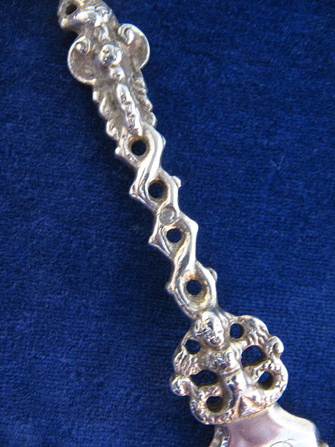 Antique Dutch Solid 833 Silver Figural Fork Mary & Child Cherubs Antique Dutch Solid 833 Silver Figural Fork Mary & Child Cherubs