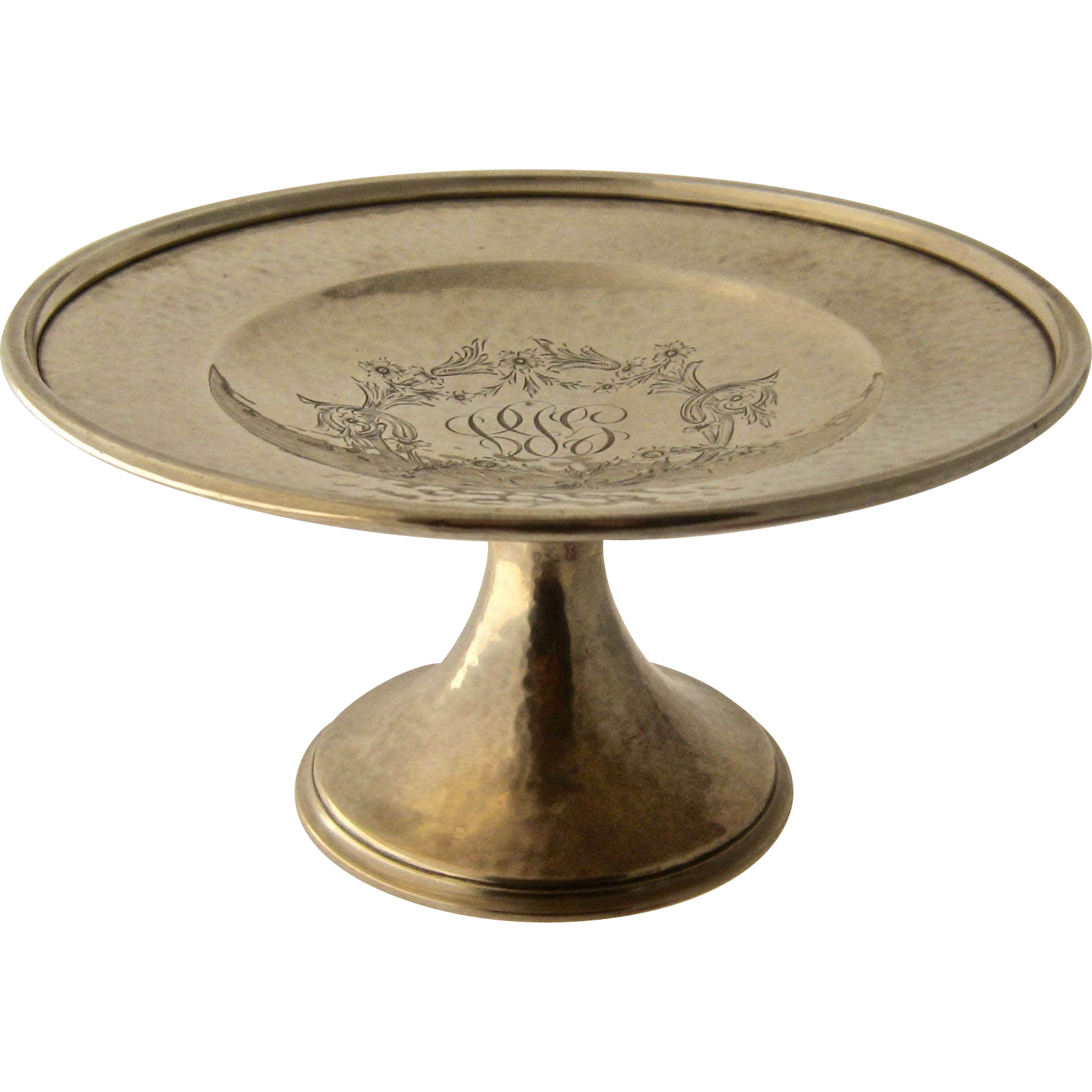 1914 Gorham Hammered Sterling Silver Tazza or Card Receiver 1914 Gorham Hammered Sterling Silver Tazza or Card Receiver