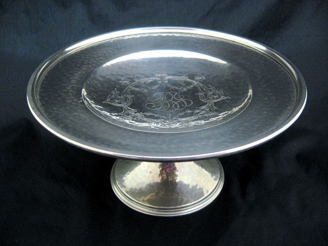 1914 Gorham Hammered Sterling Silver Tazza or Card Receiver 1914 Gorham Hammered Sterling Silver Tazza or Card Receiver