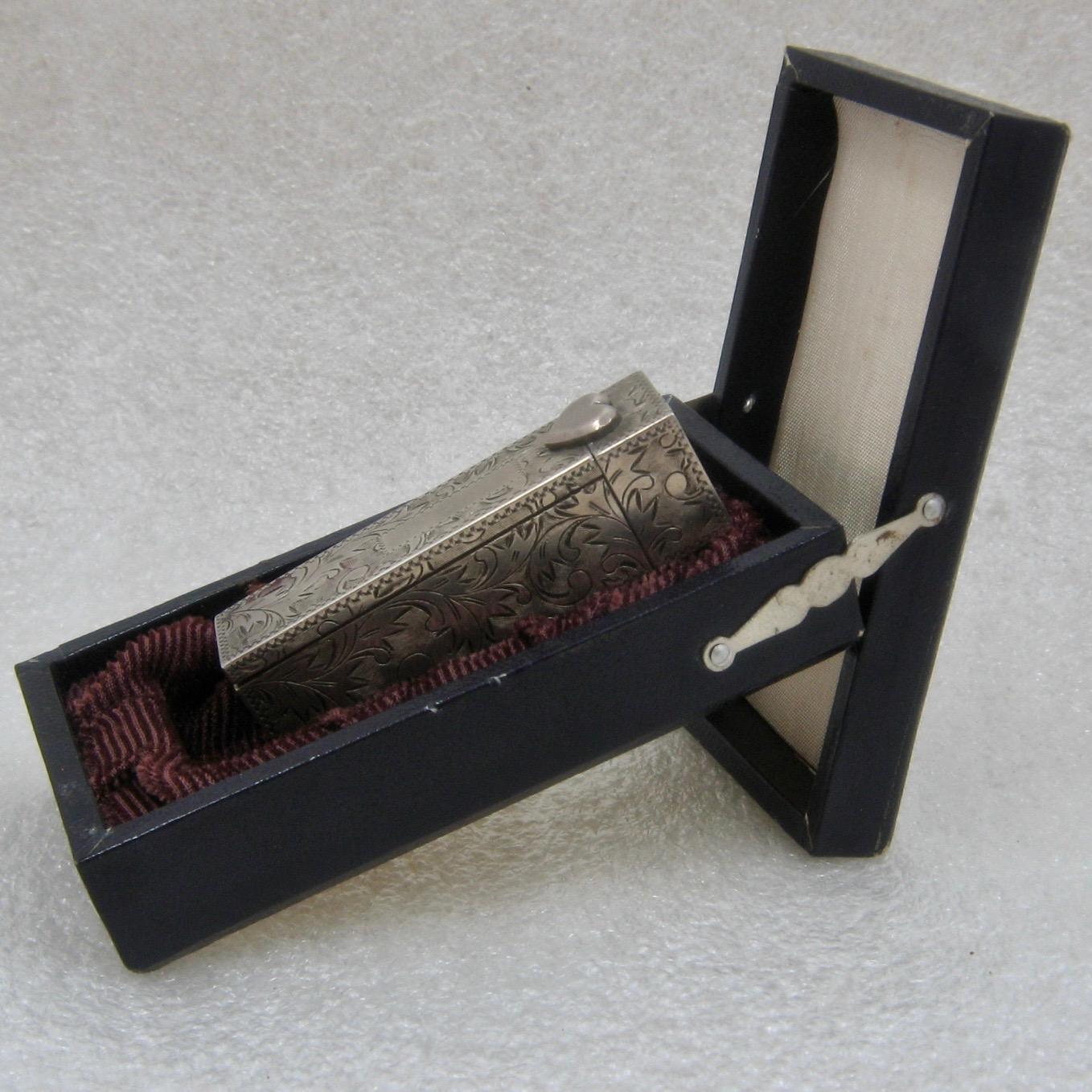 Vintage Hand Chased 950 Silver Lipstick Holder in Box Vintage Hand Chased 950 Silver Lipstick Holder in Box