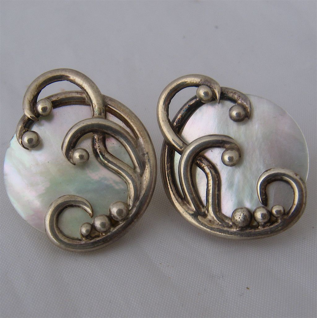 Zealandia Sterling Mother of Pearl Designer Post Earrings from