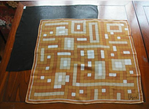 Black and Golden Brown Check 2 Silk Chiffon VERA Scarf Black and Golden Brown Check 2 Silk Chiffon VERA Scarf