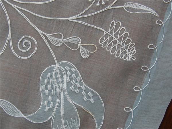 Organdy Embroidered Placemats Set Napkins Runner Blue White 1950s Organdy Embroidered Placemats Set Napkins Runner Blue White 1950s