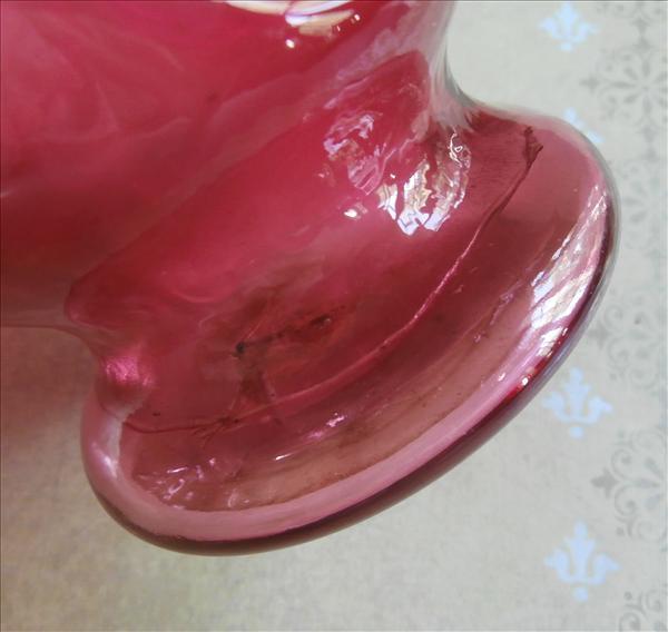 Cranberry Fenton Vase Pinched Crimped Pink Ruffled Glass Cranberry Fenton Vase Pinched Crimped Pink Ruffled Glass