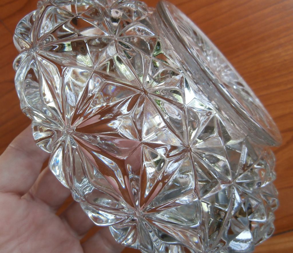 Chunky Vintage 1920s to 1930s Pressed Glass Console Bowl Chunky Vintage 1920s to 1930s Pressed Glass Console Bowl