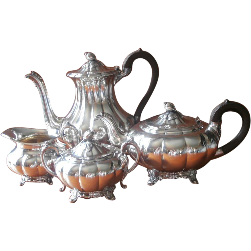 Melon Silver Tea Set 4 Piece Vintage Oneida Community Classic from mercymaude on Ruby Lane