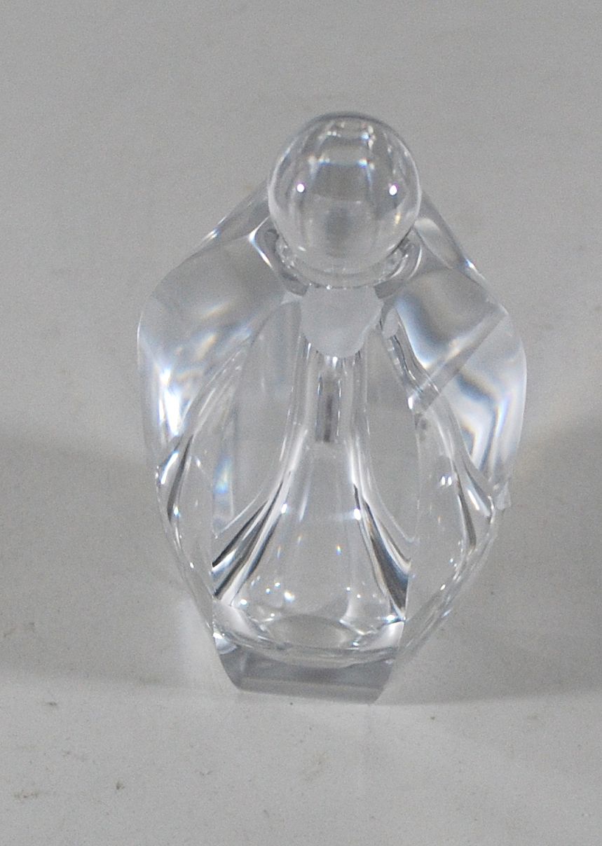 Flint Glass Perfume Bottle, Signed, Vintage Flint Glass Perfume Bottle, Signed, Vintage