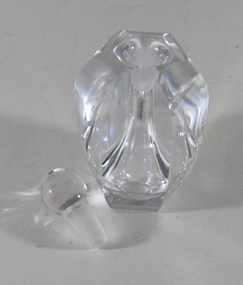 Flint Glass Perfume Bottle, Signed, Vintage Flint Glass Perfume Bottle, Signed, Vintage