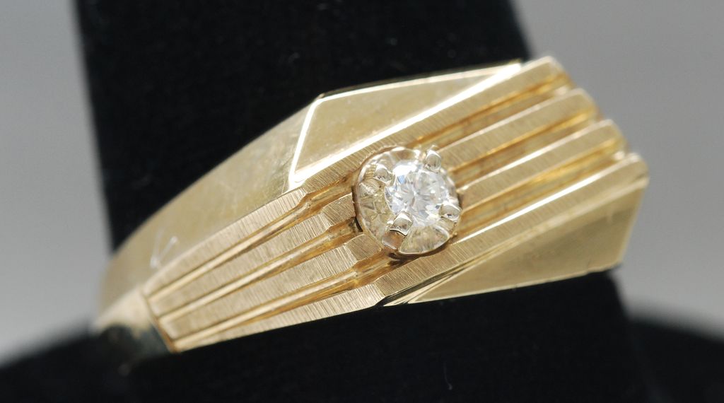 Man's Art Deco Style 10K Gold Ring, Vintage Man's Art Deco Style 10K Gold Ring, Vintage