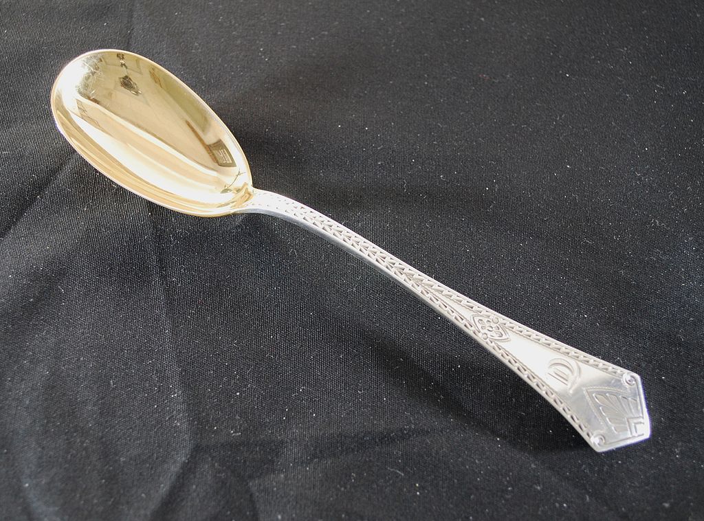 Antique Sterling Silver Gold Wash Bowl Egg Spoon Antique Sterling Silver Gold Wash Bowl Egg Spoon