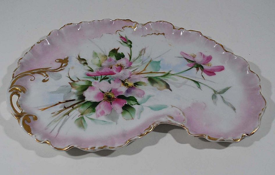 Antique Limoge Hand Painted Porcelain Tray, France Antique Limoge Hand Painted Porcelain Tray, France