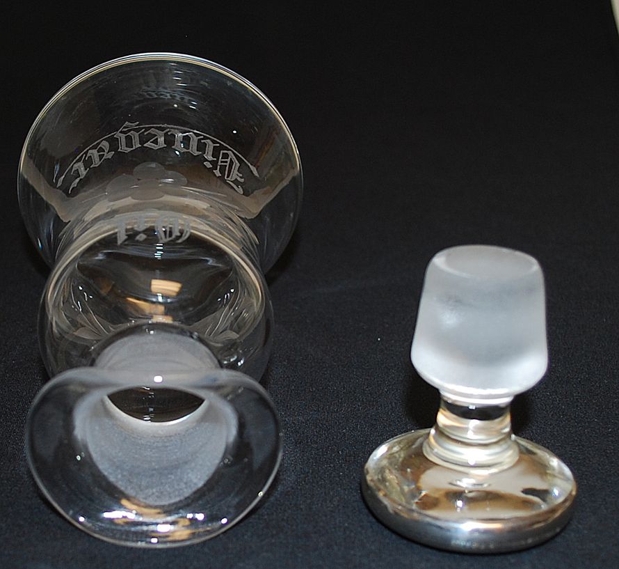 Glass & Sterling Silver Oil & Vinegar Cruet, Vintage Glass & Sterling Silver Oil & Vinegar Cruet, Vintage