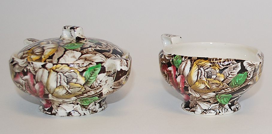 Chintz Cream & Sugar, Myott, Son & Co., Vintage Chintz Cream & Sugar, Myott, Son & Co., Vintage