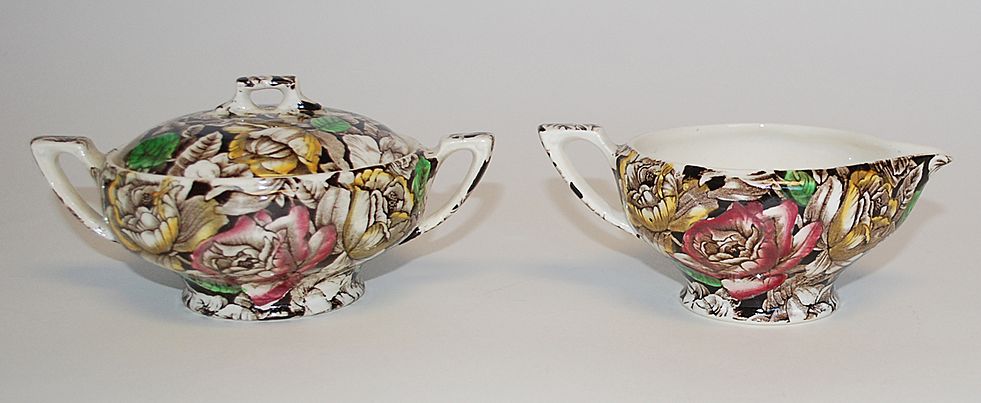 Chintz Cream & Sugar, Myott, Son & Co., Vintage Chintz Cream & Sugar, Myott, Son & Co., Vintage