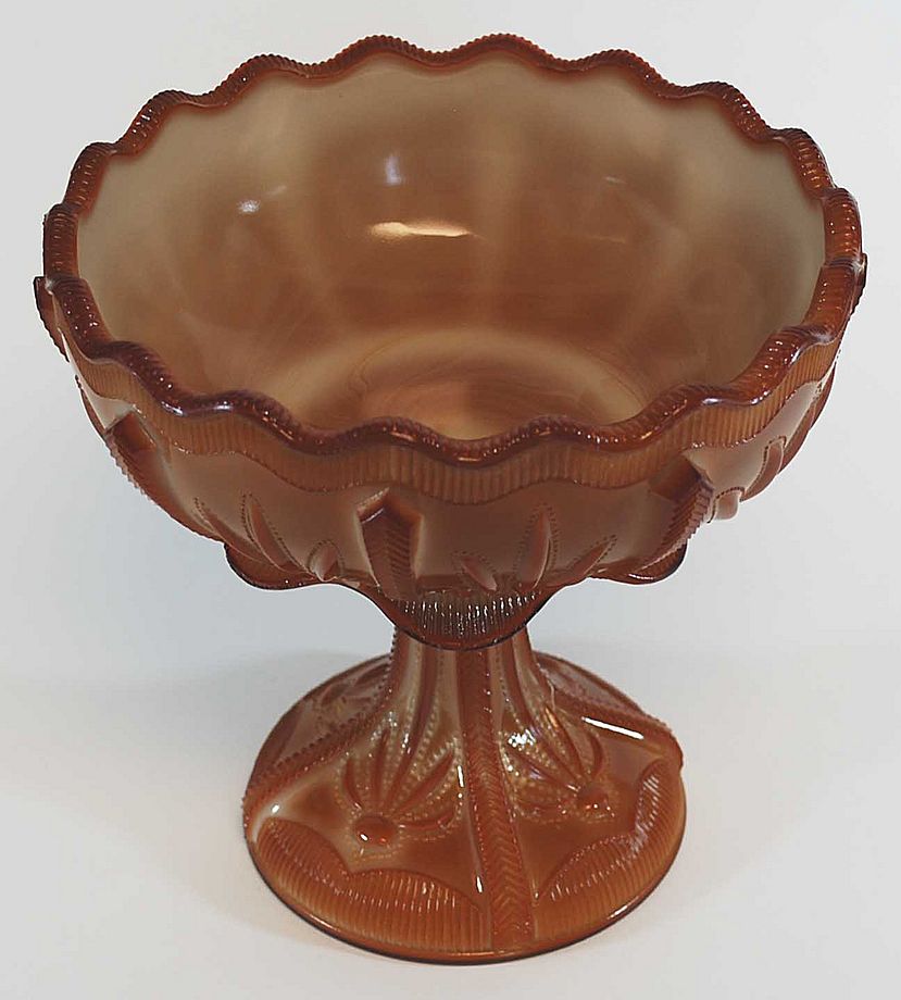 Antique Chocolate Slag Glass Compote Antique Chocolate Slag Glass Compote