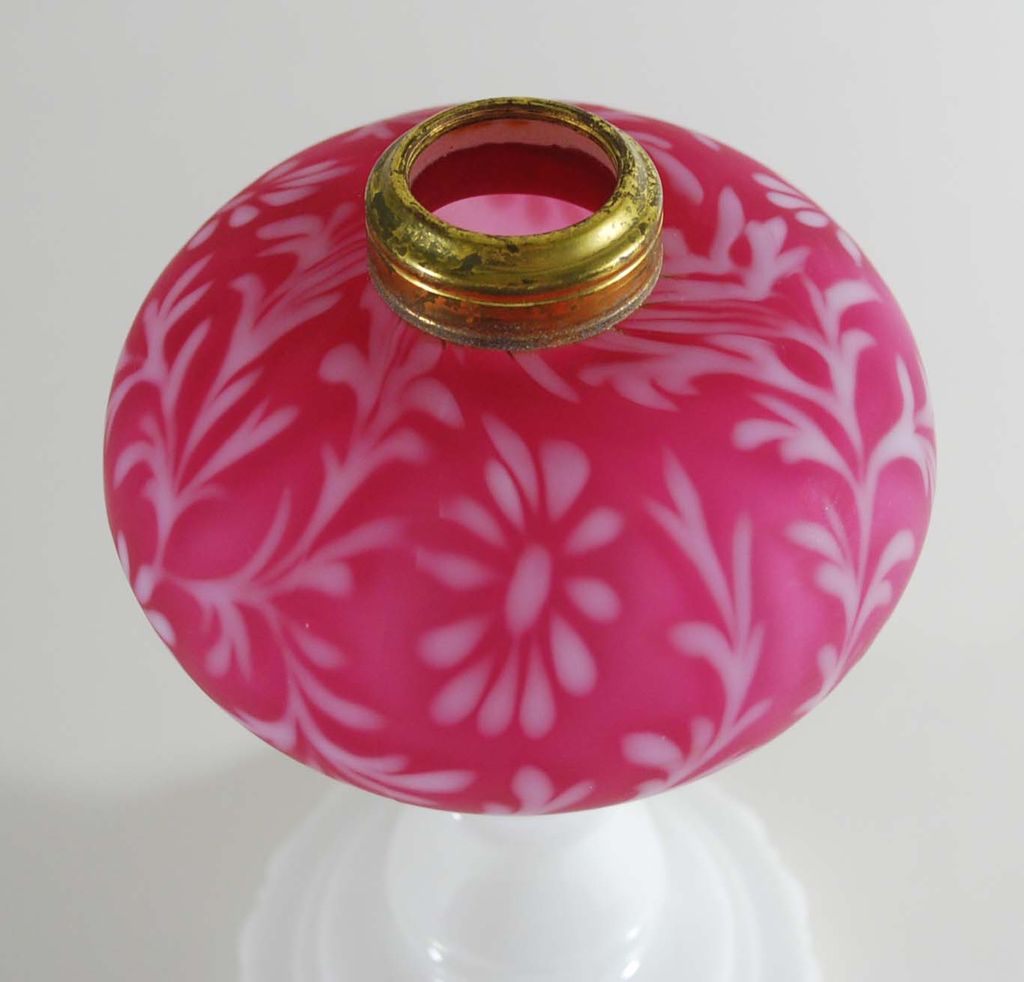 Antique Cranberry Satin Glass Lamp, Fenton Antique Cranberry Satin Glass Lamp, Fenton