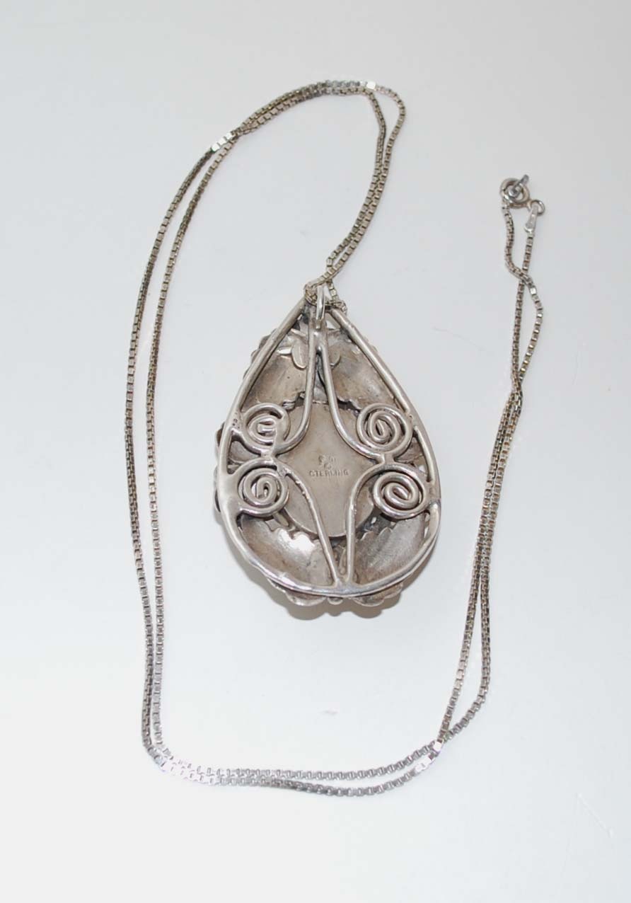 Lapis Pendant, Sterling Silver with Chain, Vintage Lapis Pendant, Sterling Silver with Chain, Vintage