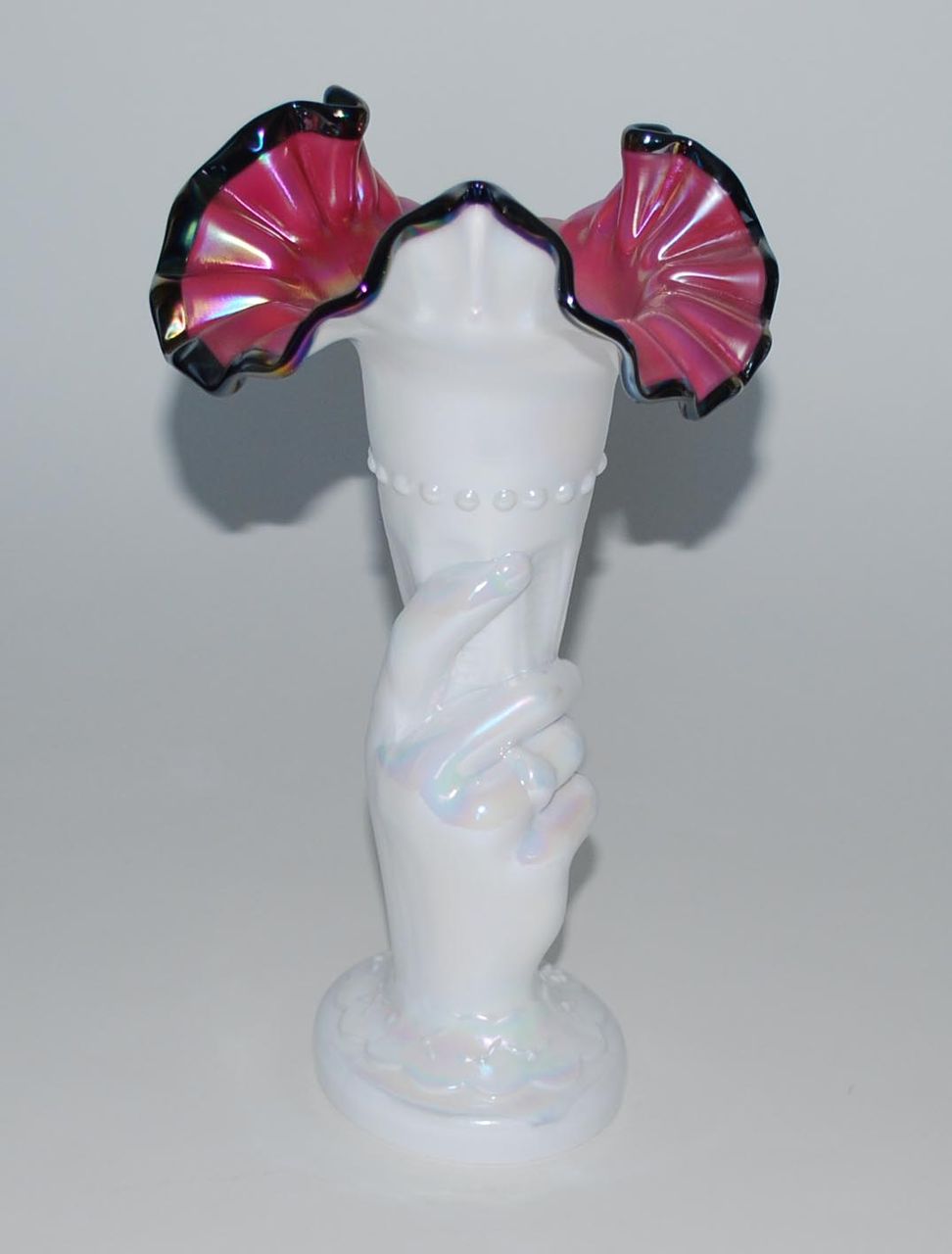 Iridized Hand Vase, Fenton, Vintage Iridized Hand Vase, Fenton, Vintage