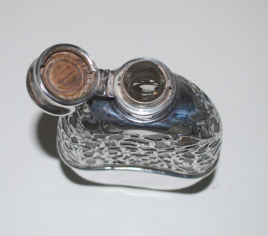 Antique Sterling Silver Overlay Flask Antique Sterling Silver Overlay Flask