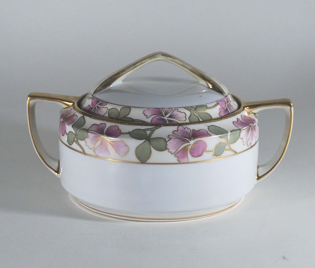 Antique Nippon Porcelain Biscuit Jar, Double Handled Antique Nippon Porcelain Biscuit Jar, Double Handled