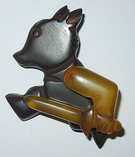 Great Vintage WWII Era Bakelite Bear w Articulated Arm Brooch Great Vintage WWII Era Bakelite Bear w Articulated Arm Brooch