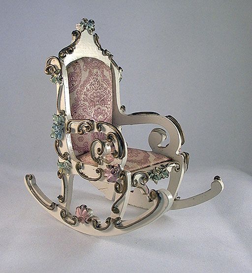Spielwaren Wood and Gesso Rocking Chair Doll Accessory Spielwaren Wood and Gesso Rocking Chair Doll Accessory