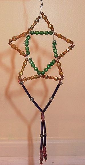 Vintage Glass Beads Christmas Ornament Star with Dangles Vintage Glass Beads Christmas Ornament Star with Dangles