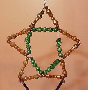 Vintage Glass Beads Christmas Ornament Star with Dangles Vintage Glass Beads Christmas Ornament Star with Dangles
