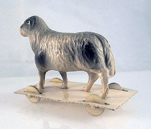 Early all Celluloid Ram Wheeled Toy Early all Celluloid Ram Wheeled Toy