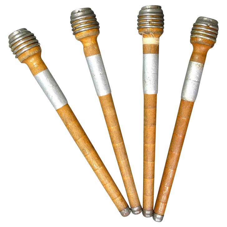 4 Antique Wood Spools Wood Thread Holders from millcovetreasures on