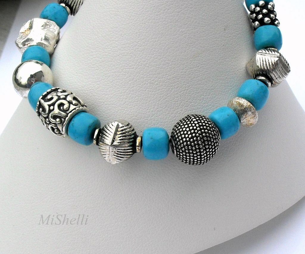 Chunky Turquoise Sterling Balinese Bracelet Chunky Turquoise Sterling Balinese Bracelet