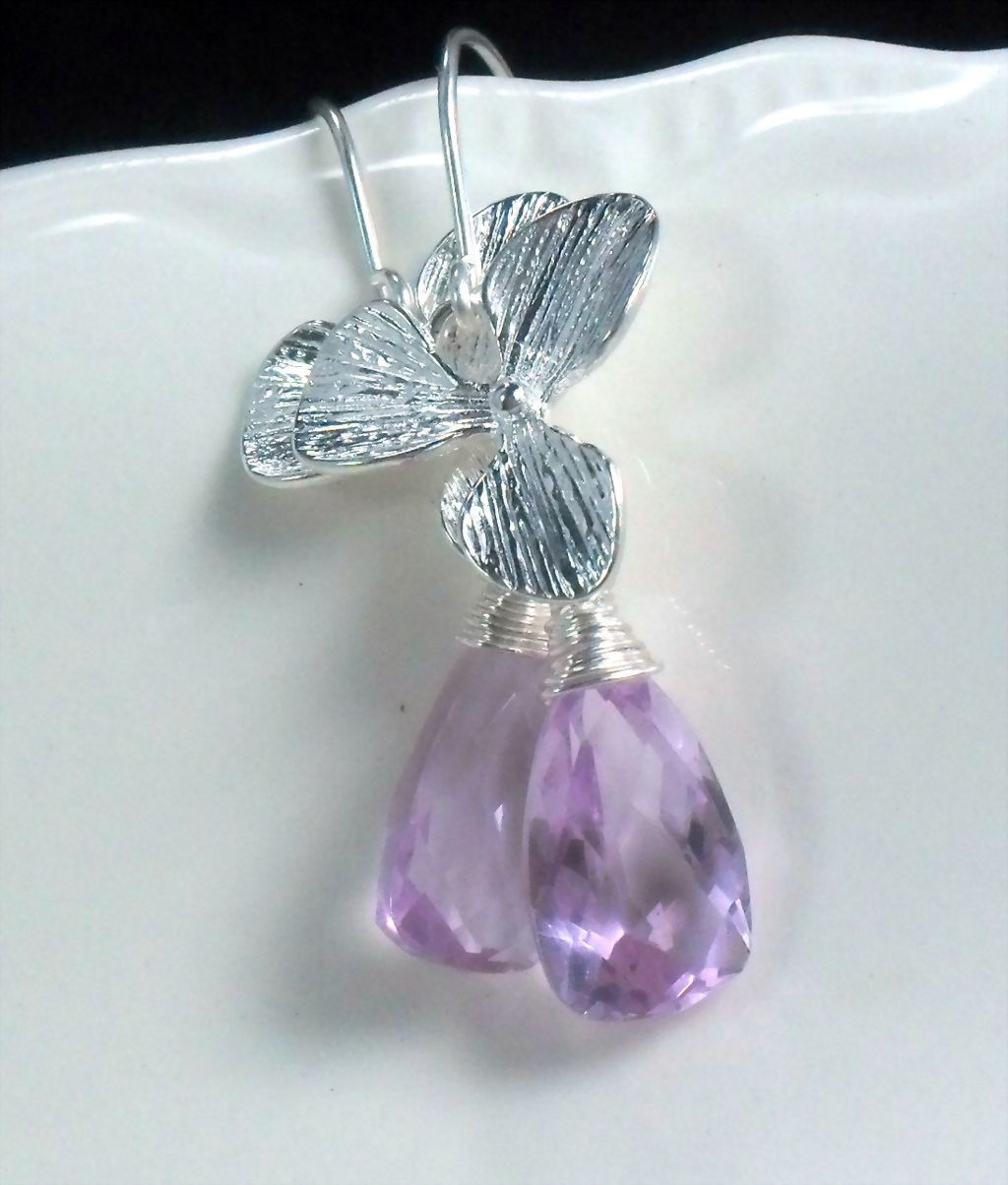 Orchid Lavender Quartz Sterling Earrings Orchid Lavender Quartz Sterling Earrings