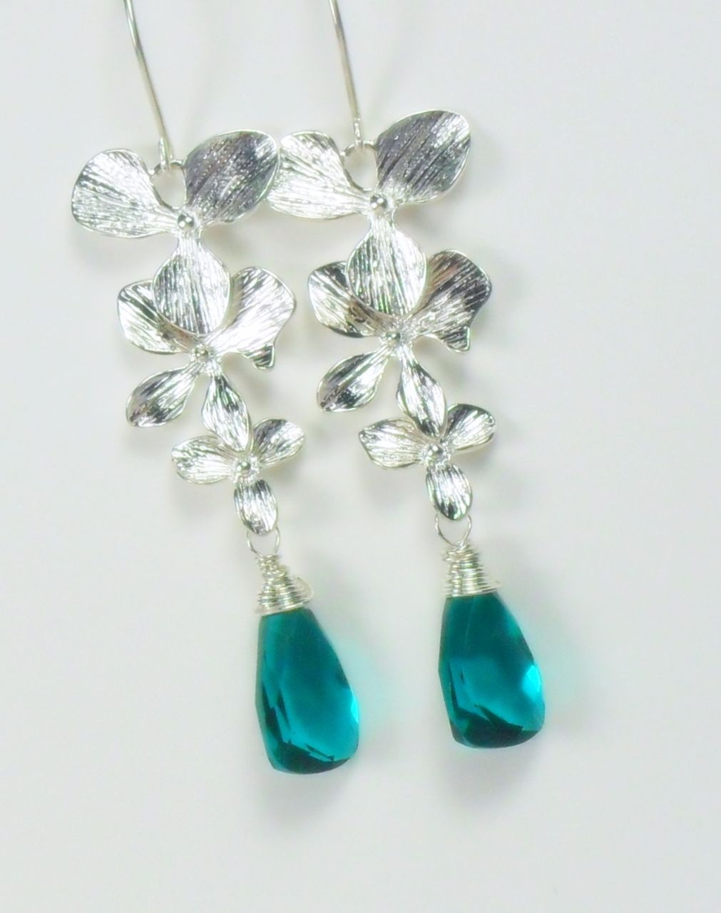 Paraiba Blue Quartz Orchid Tier Earrings Paraiba Blue Quartz Orchid Tier Earrings