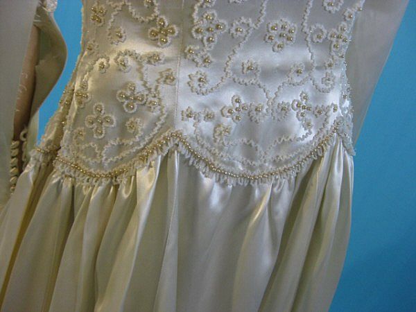 Vintage Wedding gown dress 1940's Satin w beaded bodice Vintage Wedding gown dress 1940's Satin w beaded bodice