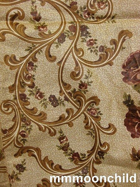 Antique fabric early 19C chintz yardage rose motif Antique fabric early 19C chintz yardage rose motif