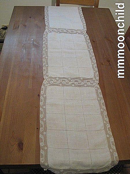 B1369 Vintage lace runner linen w open work B1369 Vintage lace runner linen w open work
