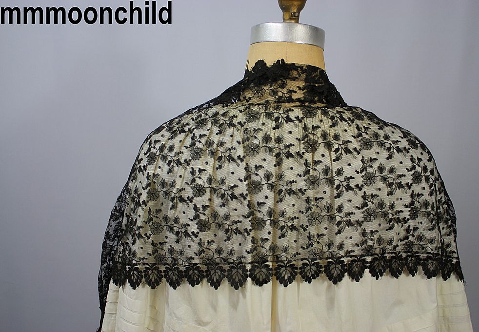 Antique silk lace shawl Victorian era Antique silk lace shawl Victorian era