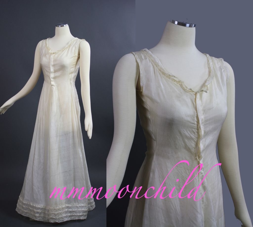 Antique Victorian era silk Chemise Slip HM52 Antique Victorian era silk Chemise Slip HM52