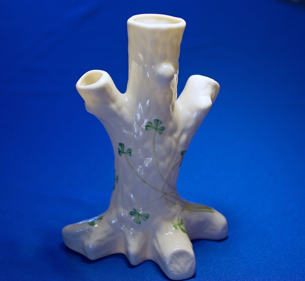 Belleek Shamrock Trunk Spill/Vase, Third Green Mark, Mint Condition Belleek Shamrock Trunk Spill/Vase, Third Green Mark, Mint Condition
