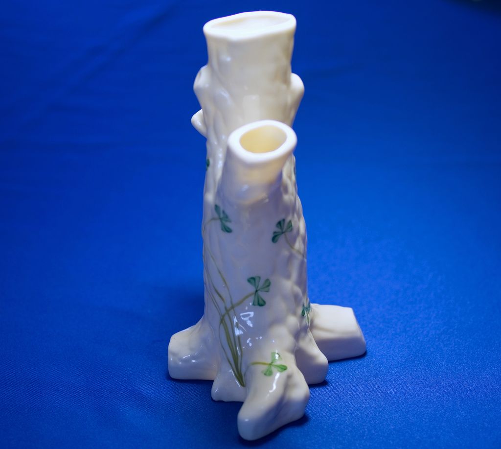Belleek Shamrock Trunk Spill/Vase, Third Green Mark, Mint Condition Belleek Shamrock Trunk Spill/Vase, Third Green Mark, Mint Condition