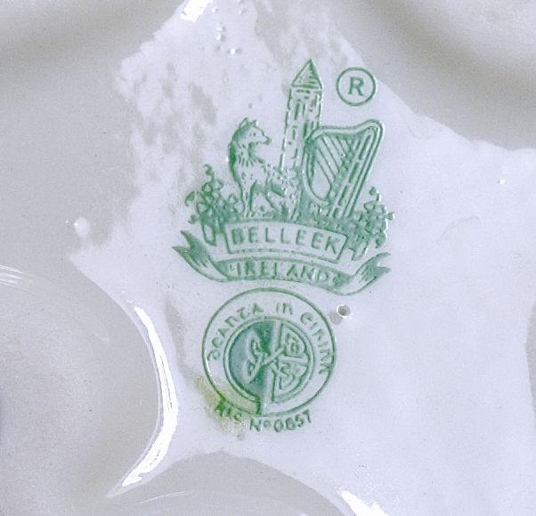 Belleek Shamrock Trunk Spill/Vase, Third Green Mark, Mint Condition Belleek Shamrock Trunk Spill/Vase, Third Green Mark, Mint Condition