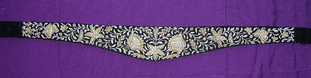 Gorgeous Arts & Crafts Ladies Evening Wear Belt in Velvet with Intricate Silver & Gold Wire Braid worn Gorgeous Arts & Crafts Ladies Evening Wear Belt in Velvet with Intricate Silver & Gold Wire Braid worn