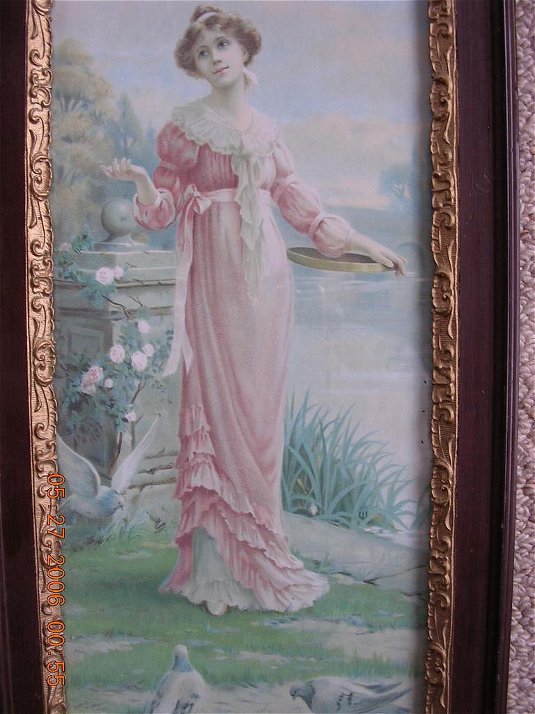 Pair of Victorian Lithographic Prints of Ladies Pair of Victorian Lithographic Prints of Ladies