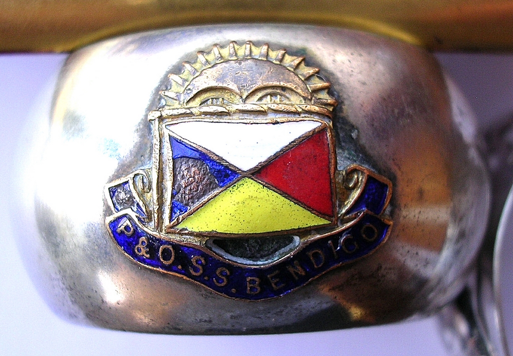 S.S. BENDIGO Souvenir Napkin Ring P & O Lines S.S. BENDIGO Souvenir Napkin Ring P & O Lines