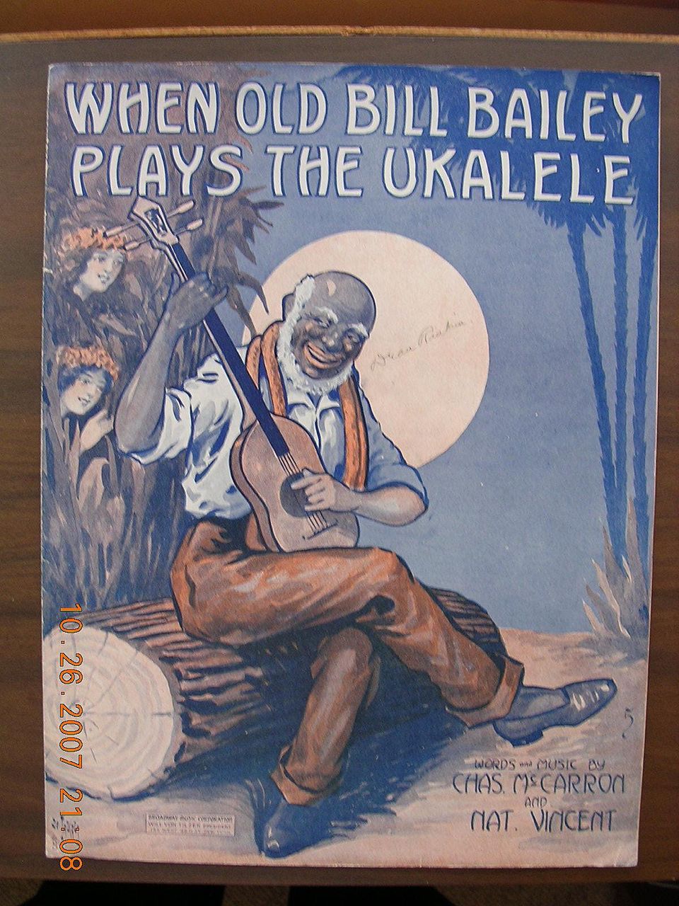 Vintage Negro Sheet Music 'When Old Bill Bailey Plays The Ukalele' 1905 Vintage Negro Sheet Music 'When Old Bill Bailey Plays The Ukalele' 1905