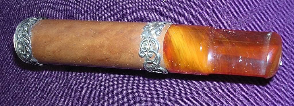 Victorian Era Amber & Sterling Silver Cigar Holder Victorian Era Amber & Sterling Silver Cigar Holder